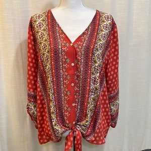 WEST KEI Talina Tie Front Blouse XL